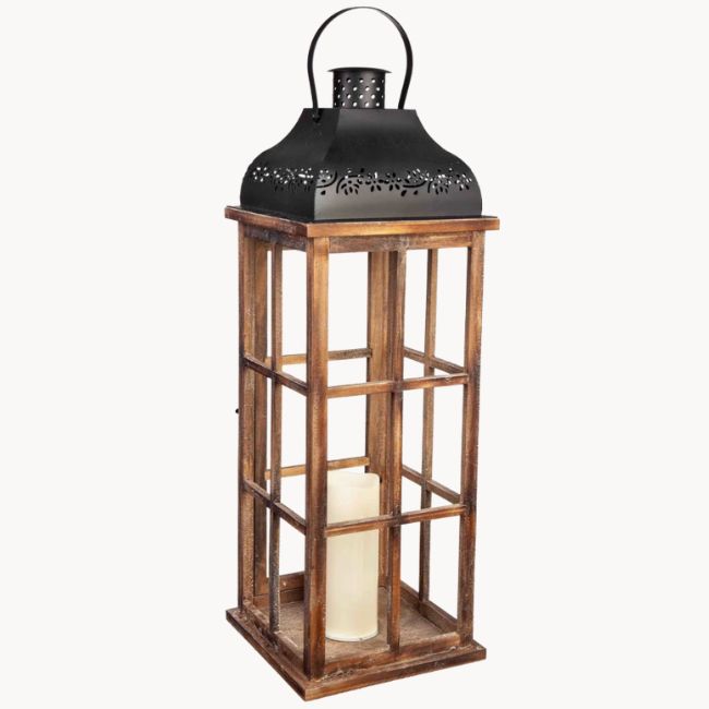 oversized wood and metal outdoor lantern