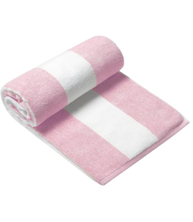 pink and white plush beach towel