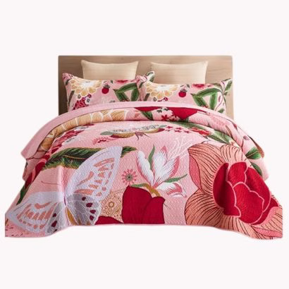 pink floral anthropologie bedding set