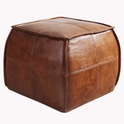 square leather pouf