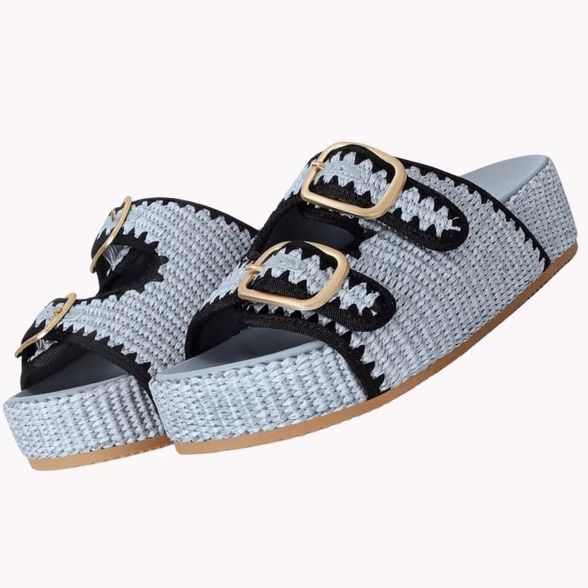 Blue Raffia Sandals