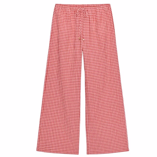 Gingham red Wide leg pants