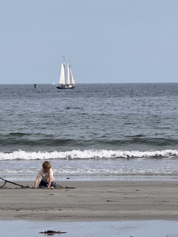 Goose Rocks Beach Sailboat in Background