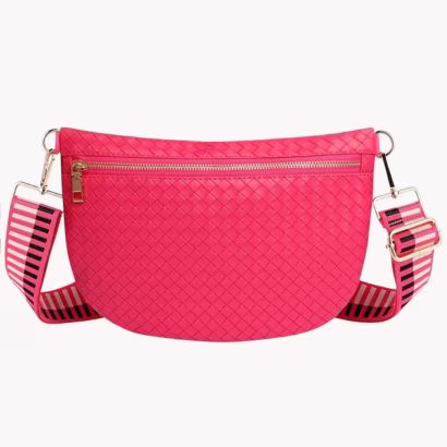 Hot Pink woven crossbody bag Clare V. dupe
