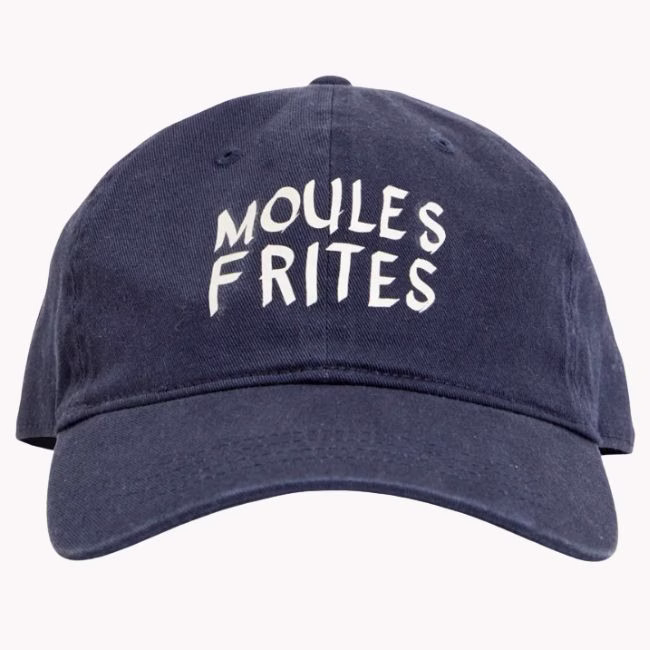 Moules Frites Baseball Hat in Navy and White