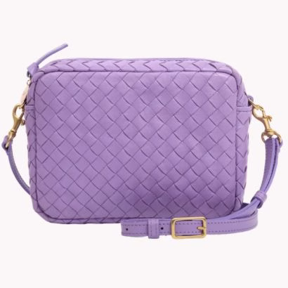Purple Square small woven leather bag clare v.
