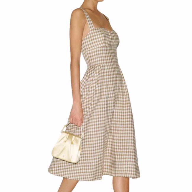 Tan Gingham Dress