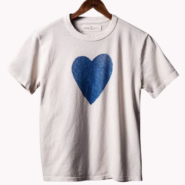 White Tee with a Blue Heart