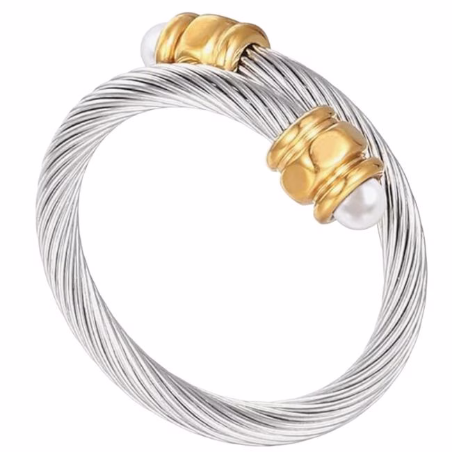cable pearl two tone ring david yurman lookalike