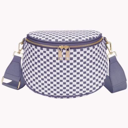 checkered woven crossbody