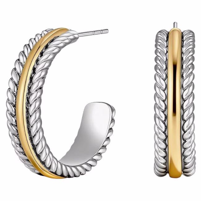 david yurman lookalike two tone cable earrings