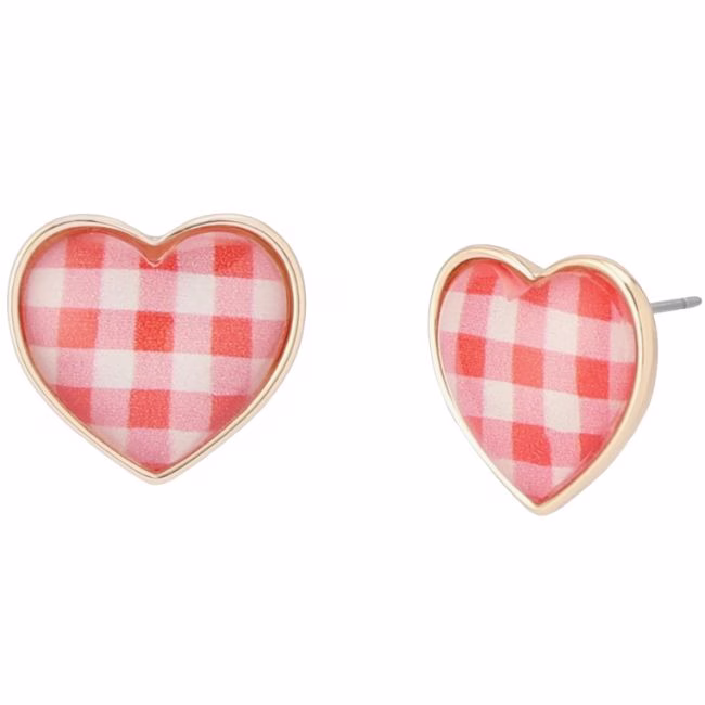gingham heart earrings