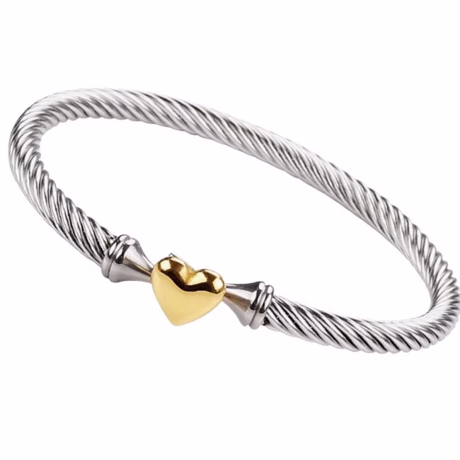 gold and silver heart cable bracelet david yurman dupe