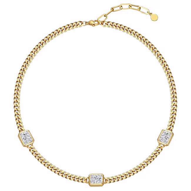 gold cable and gemstone necklace