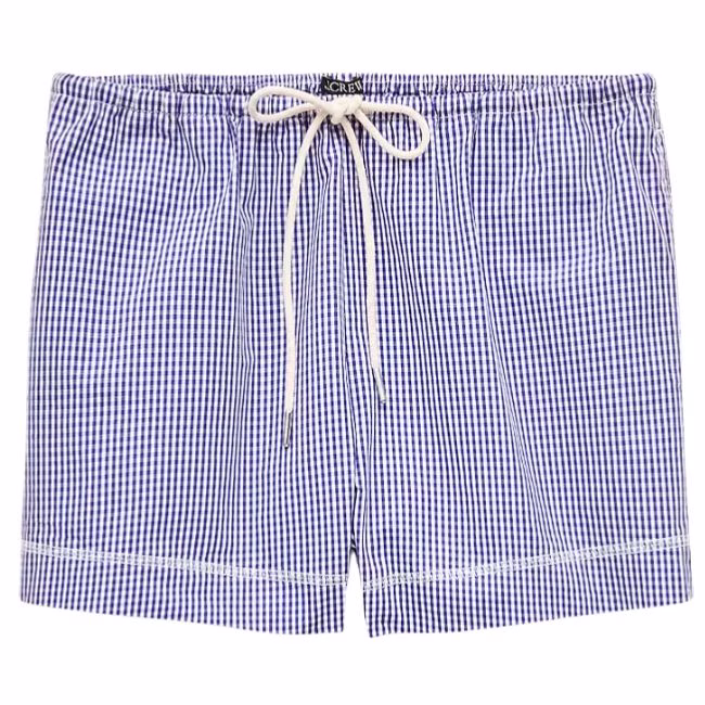 j.crew tie waist blue gingham shorts