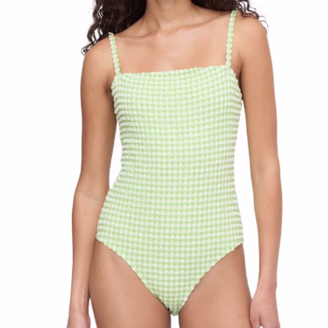 lime green one piece bathing suit