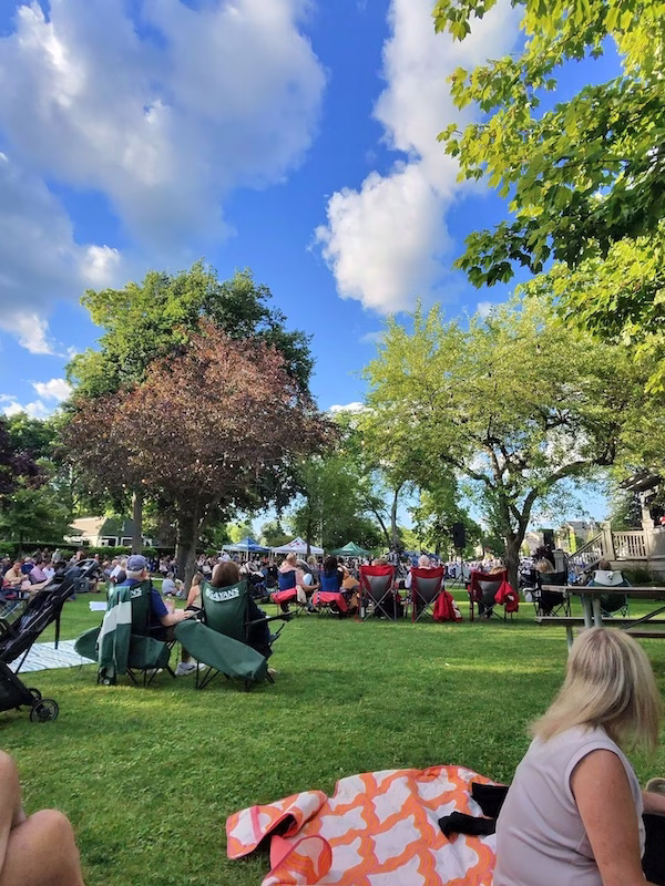 local concert in the park sitting on grass