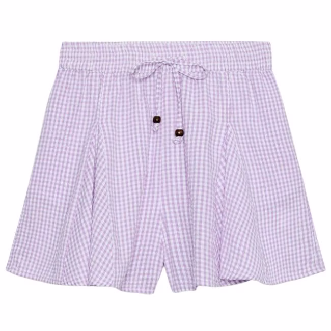 purple gingham loose fit shorts