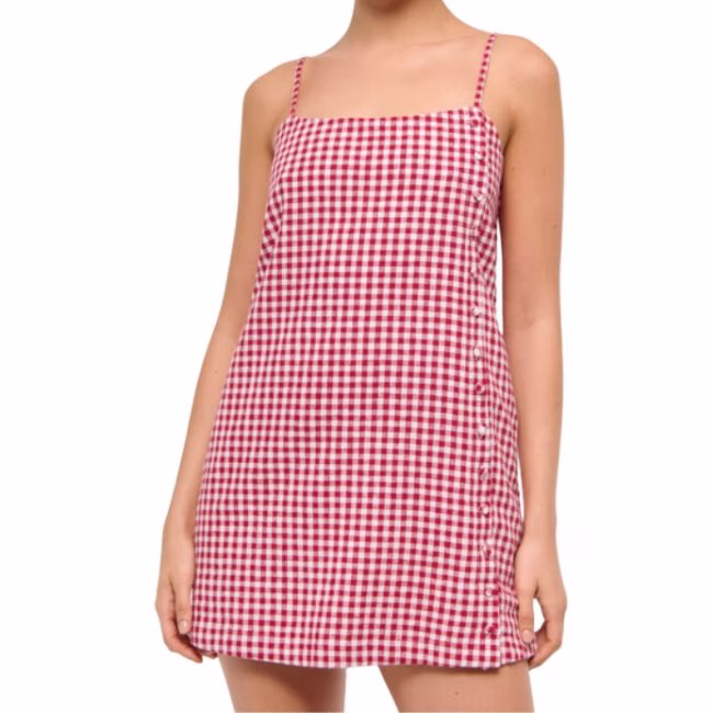 red and white mini gingham dress