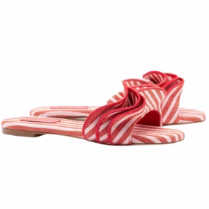 red and white ruffle slides