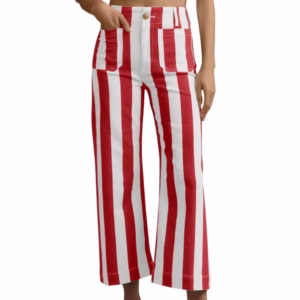red and white stripped cropped pants
