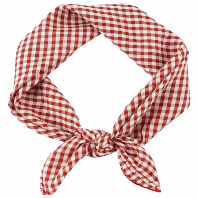 red gingham headscarf