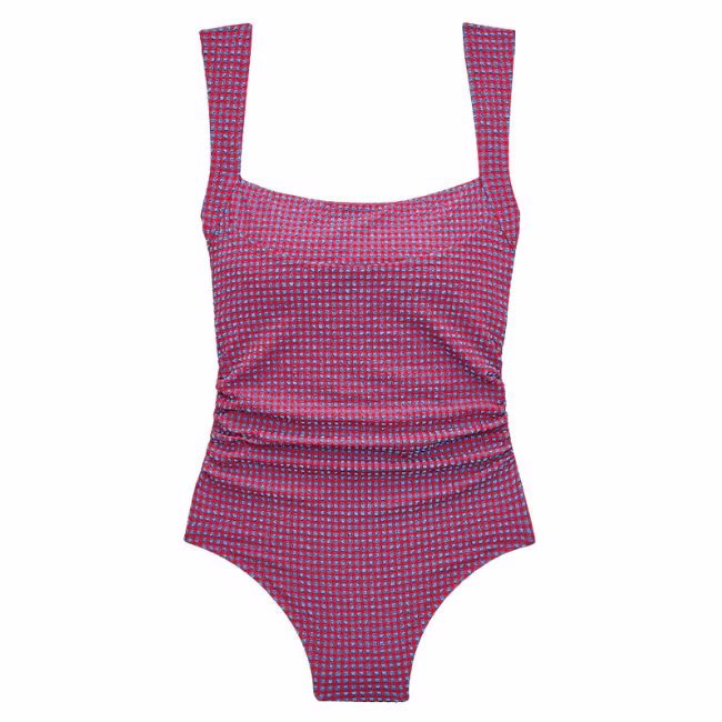 red gingham one piece bathing suit