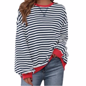 red white and blue oversized sweatshirt