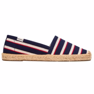 red white and blue patterend espadrilles