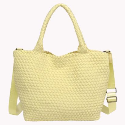 sol and selene butter yellow woven medium tote bag