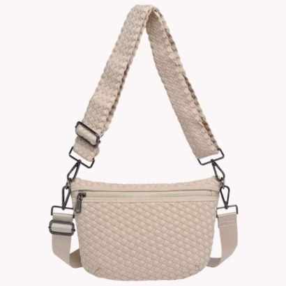 sol and selene cream woven neoprene crossbody