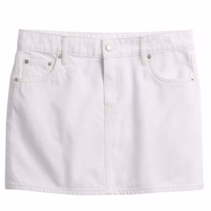 white denim mini skirt