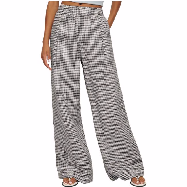 wide leg palazzo pants black gingham