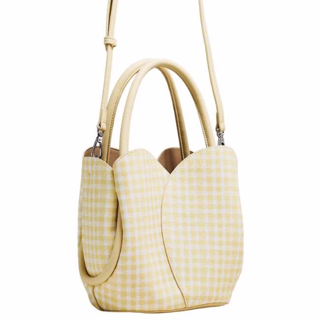 yellow tulip gingham handbag