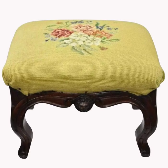 antique neddlepoint ottoman