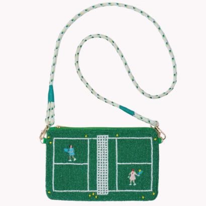 beaded tennis motif shoulder bag
