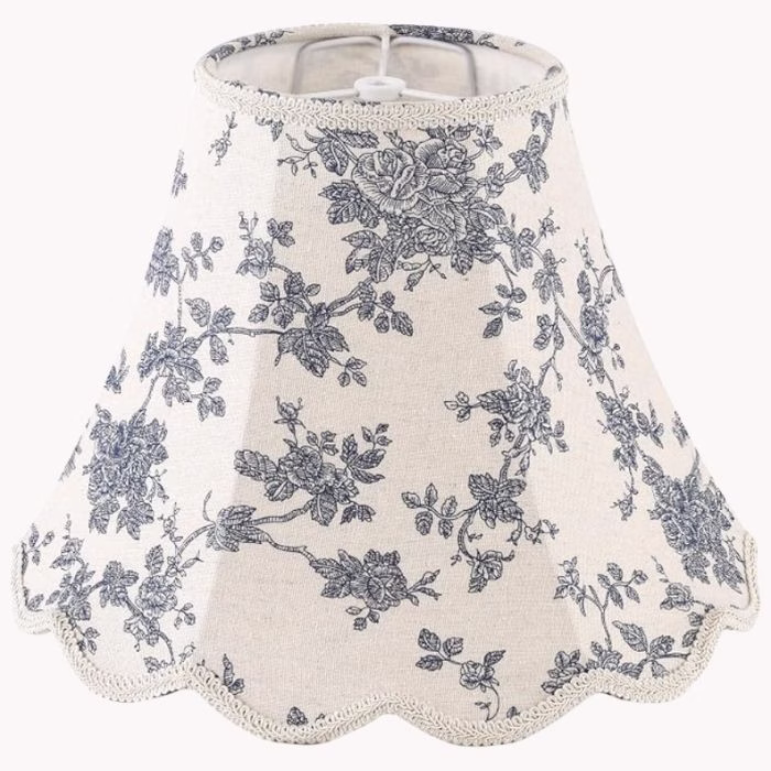 blue and white trimp floral scalloped edge lampshade