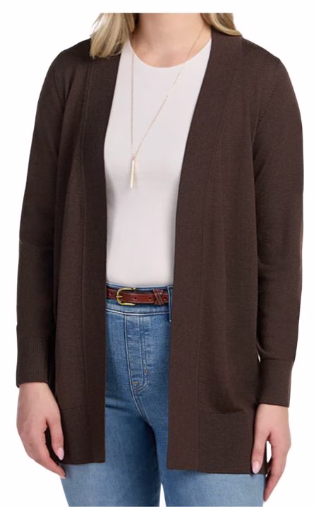 brown merino wool wrinkle resistant cardigan