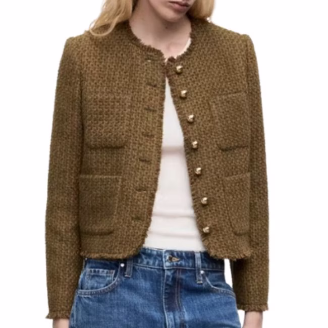 brown tweed cropped jacket