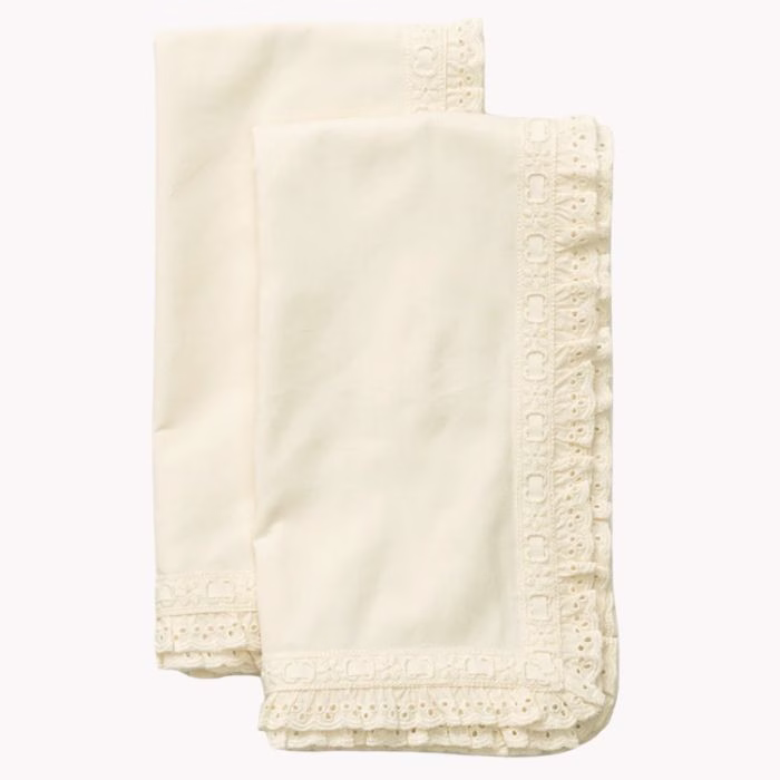 cream lace trim fabric napkinds