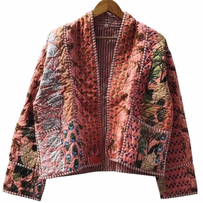 cropped quilted colorful jacket