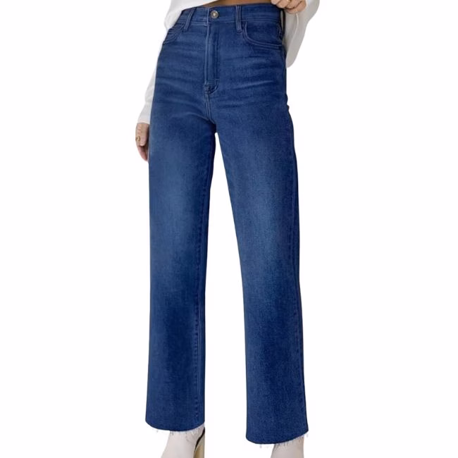 dark denim ankle straight high rise jeans