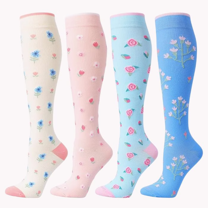 floral patterned compression socks for women for travel