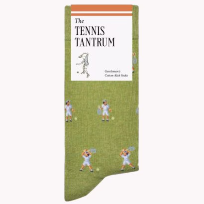 green socks with little men having tennis tantrums