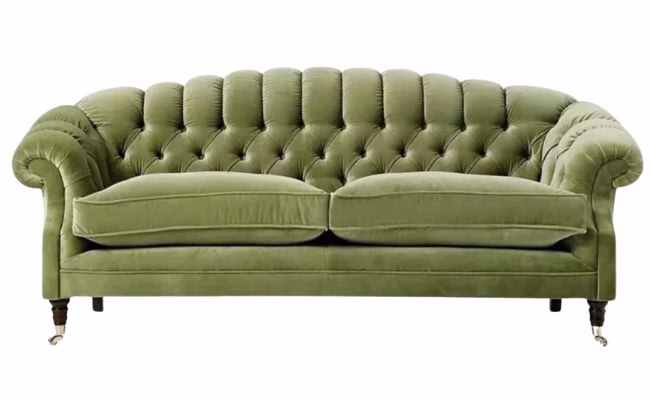 green tufted roll arm tufted occasion sofa