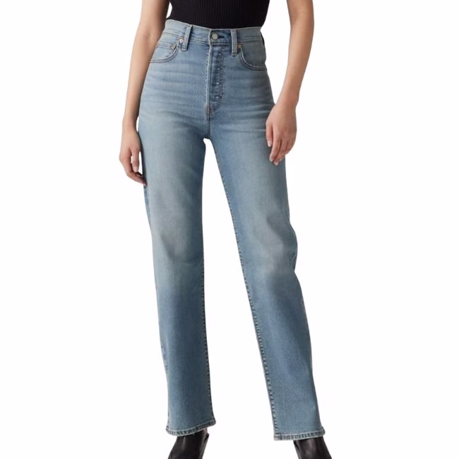 high rise vintage wash ankle length denim jeans