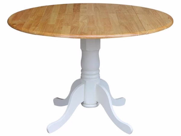 kitchen table with wood top and white legs
