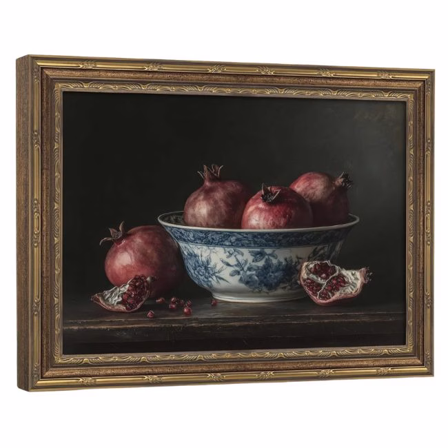 moody wall art with pomegranates