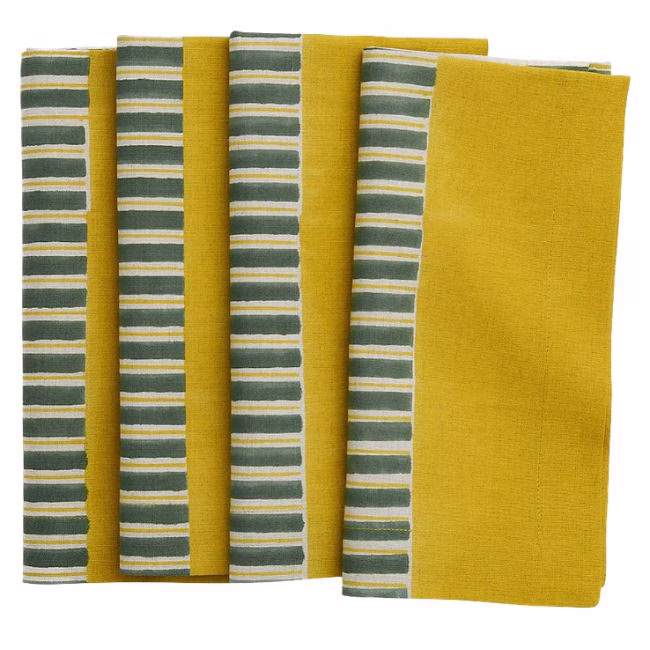 mustard block print cloth napkins