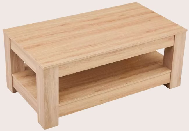 natural wood rectangle coffee table